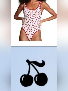L PINK By Frankies Bikinis Marlow One Piece Swimsuit Strawberry Cherry